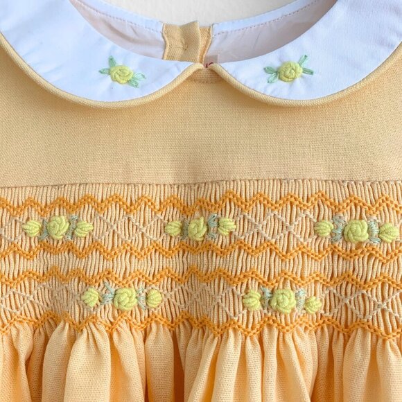 NWT Pretty Girls Embroidered Smocked Dress Boutique Princess Sunshine Yellow 9M - Picture 6 of 8